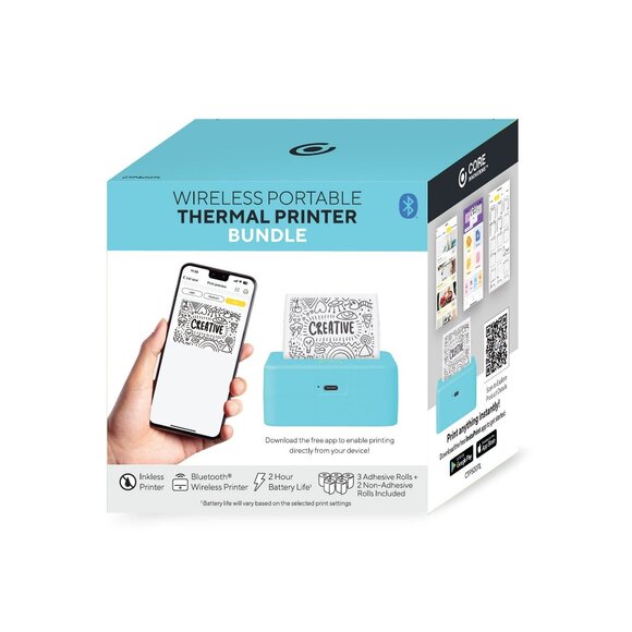 CORE INNOVATIONS™️ Mini Wireless Thermal Printer BRAND NEW w/5 Rolls of Paper - Picture 6 of 7